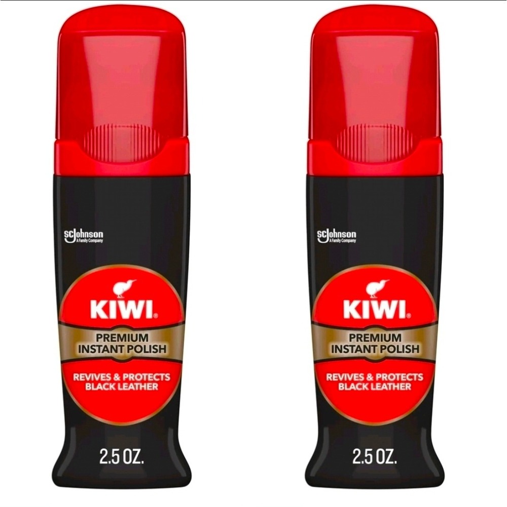 Kiwi Premium Instant Polish Black Leather Shoe Shine 2.5 oz 2 Pack
